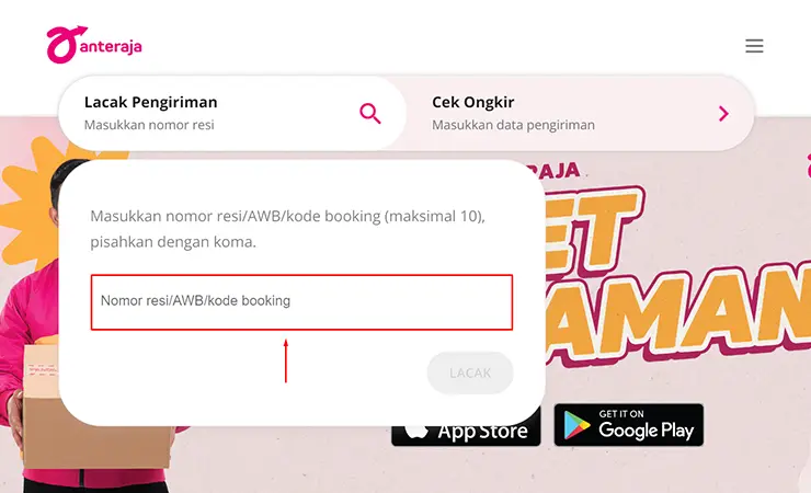 Masukkan Resi Anteraja Reguler