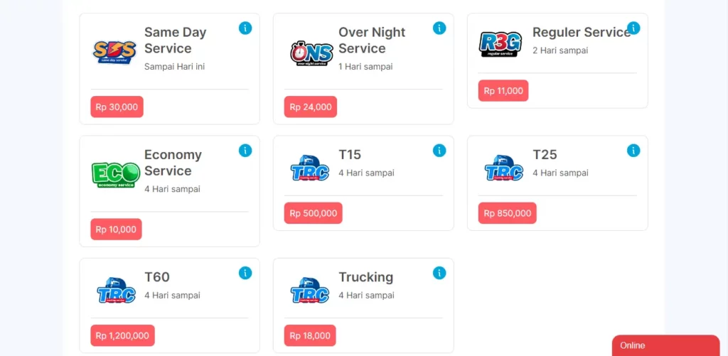 Selesai Cek Ongkir TIKI Per Kilogram