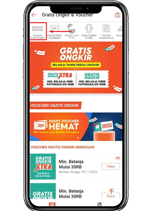 Pilih Opsi Voucher Gratis Ongkir