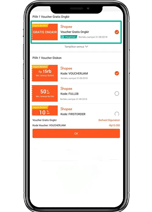 Selesai Mendapatkan Gratis Ongkir di Shopee