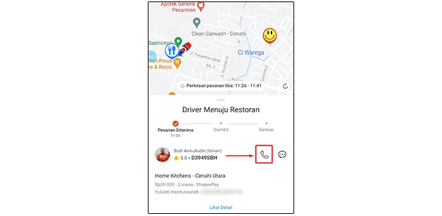 Dapatkan Nomor Driver Shopee Food