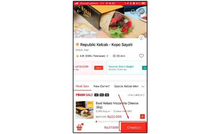 Ketuk Tombol Checkout