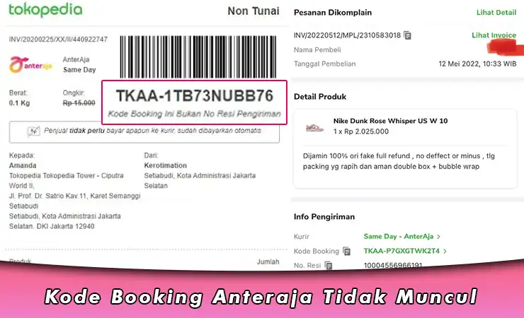 Kode Booking Anteraja Tidak Muncul