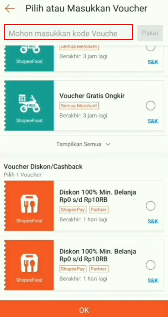 Kode Voucher Rahasia Shopee Food