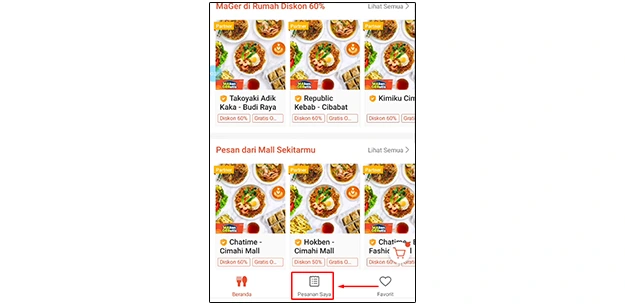 Masuk ke Pesanan Shopee Food