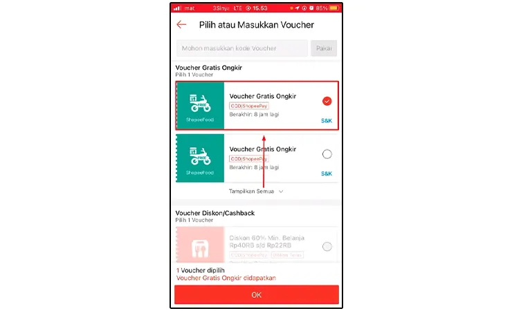 Masukkan Voucher Shopee Food
