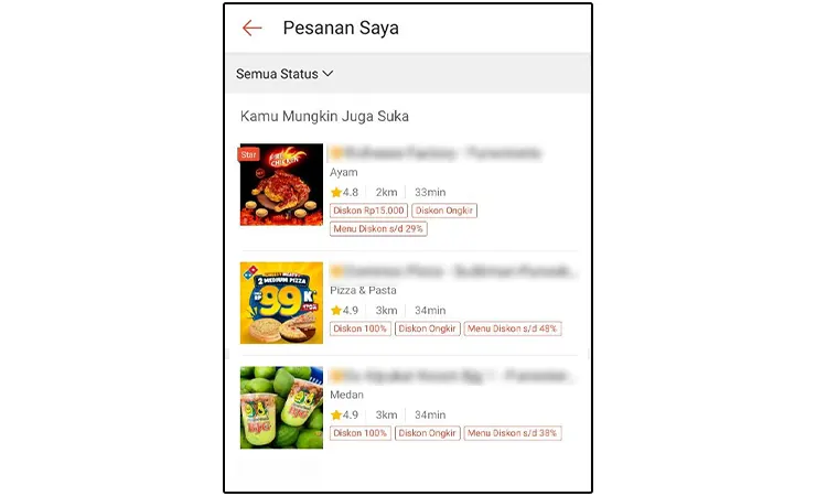 Selesai Hapus Riwayat Pesanan Shopee Food