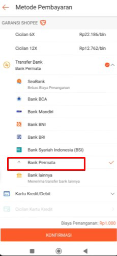 4. Pilih Transfer Bank Permata