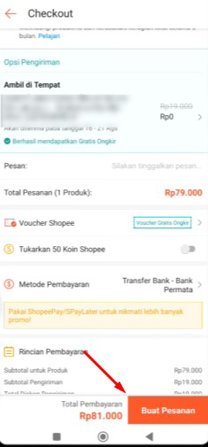 5. Klik Buat Pesanan