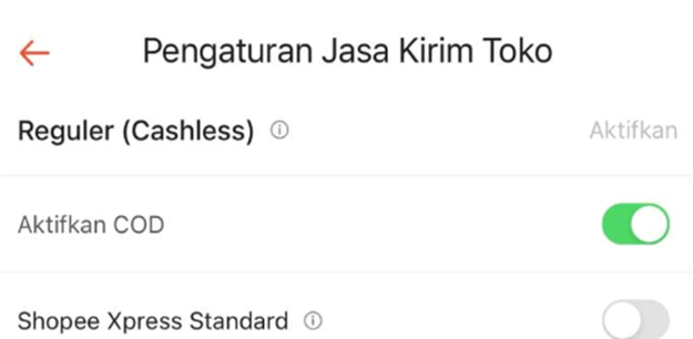 Menonaktifkan COD Toko via Aplikasi