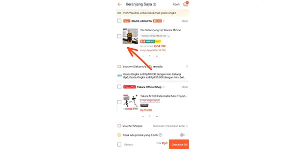 pilih barang shopee